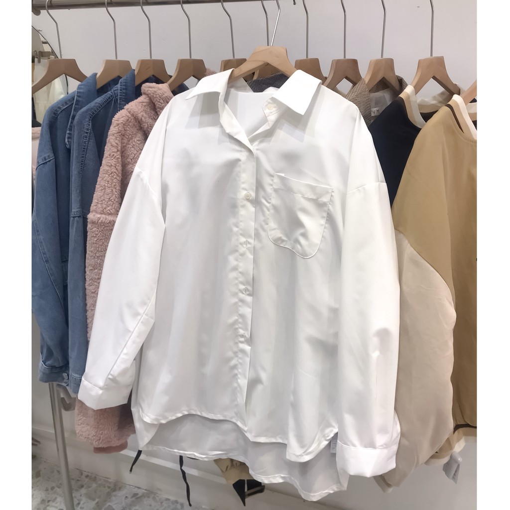 Áo sơ mi oversize trơn 1 túi trước A1643 SUSTORE