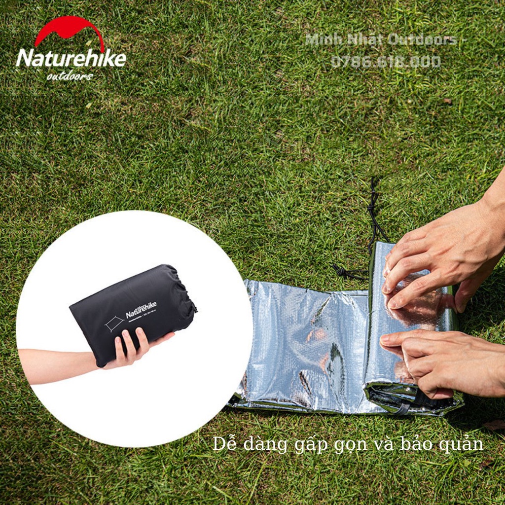 Tấm thảm cách nhiệt ngủ văn phòng Naturehike gấp gọn, chống ẩm, chống thấm, cách nhiệt tốt hai mặt phủ bạc