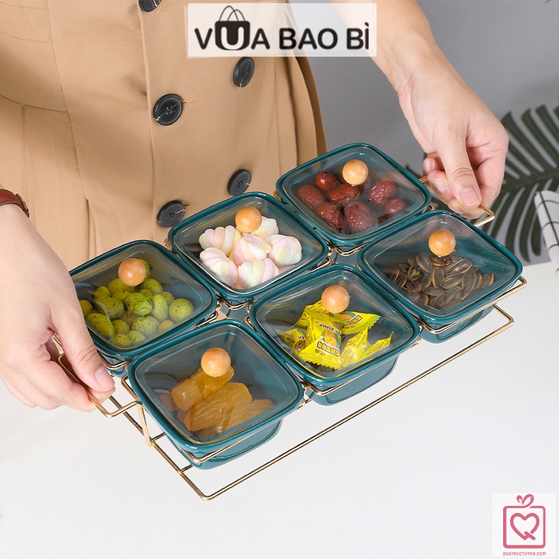 Khay mứt hũ đựng bánh kẹo hoa quả nắp Trong Suốt, hộp đựng hạt khô thực phẩm giá sắt sang trọng VUABAOBI