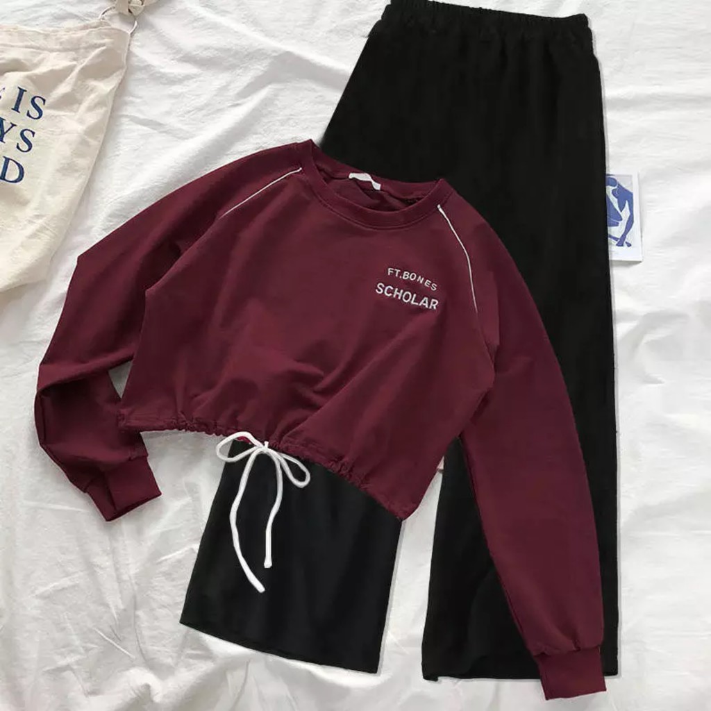 Áo croptop thắt dây phía dưới in chữ nhỏ sành điệu TTSA0051