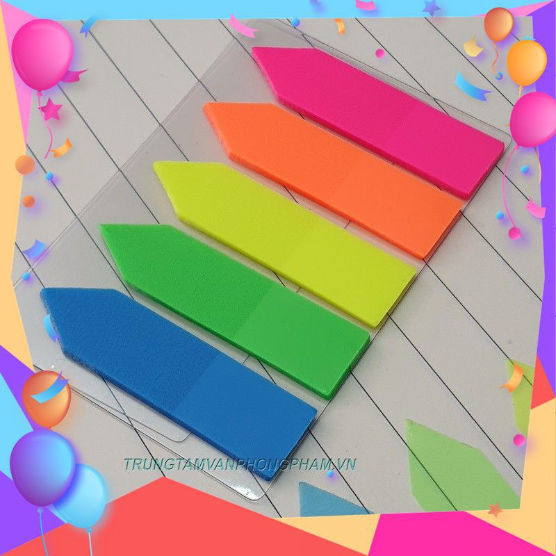 Giấy Note 5 màu nhựa mũi tên 125 sheets - Giấy note ghi chú nhiều màu dùng đánh dấu trang sách