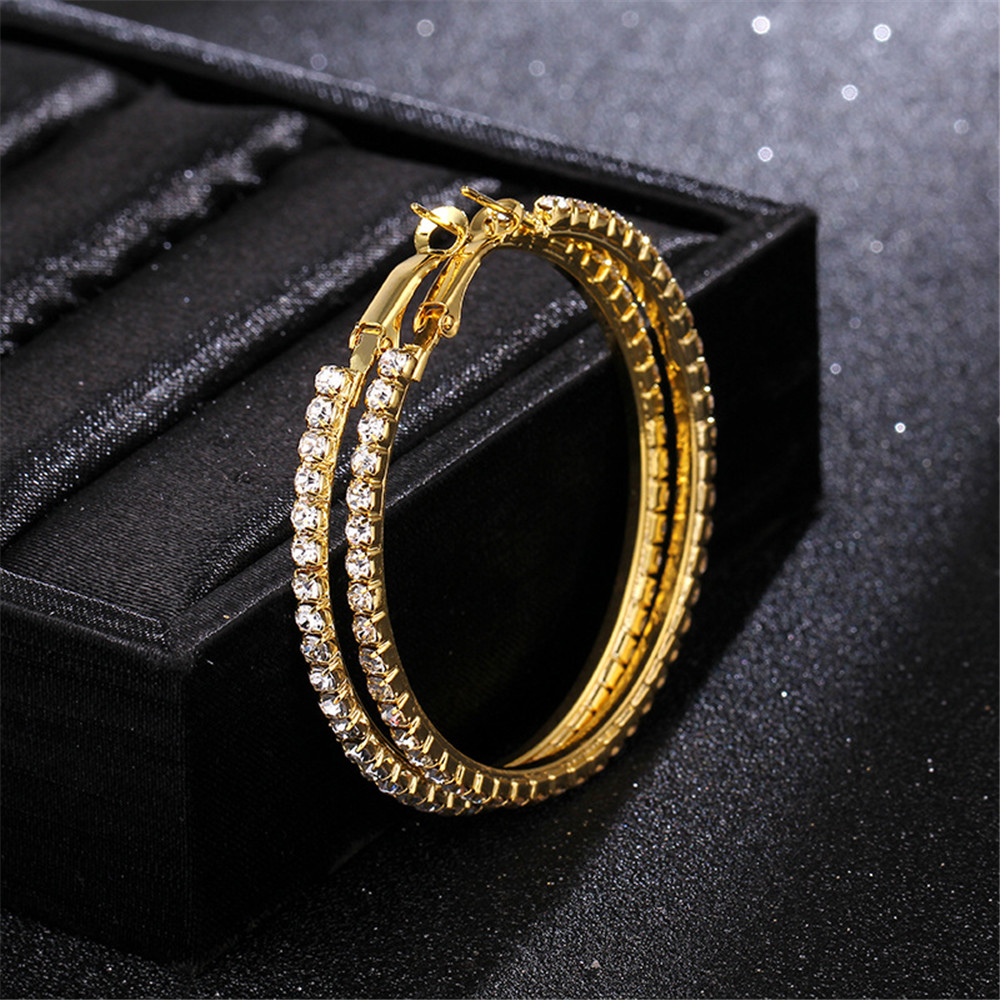 Khuyên tai tròn đính đá cá tính thời trang cho nữ