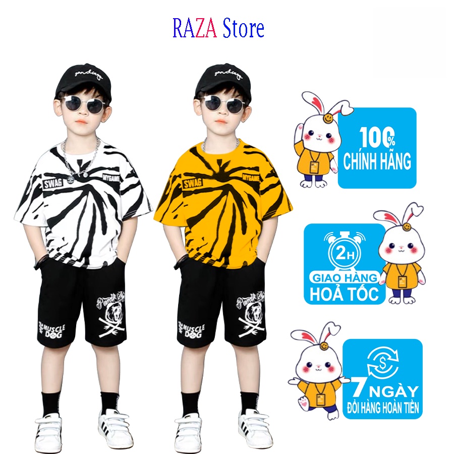 Bộ hè bé trai,Đồ bộ bé trai RAZA Store chất liệu cotton cao cấp sợi thoáng mát cho bé từ 15kg đến 46kg RZM28