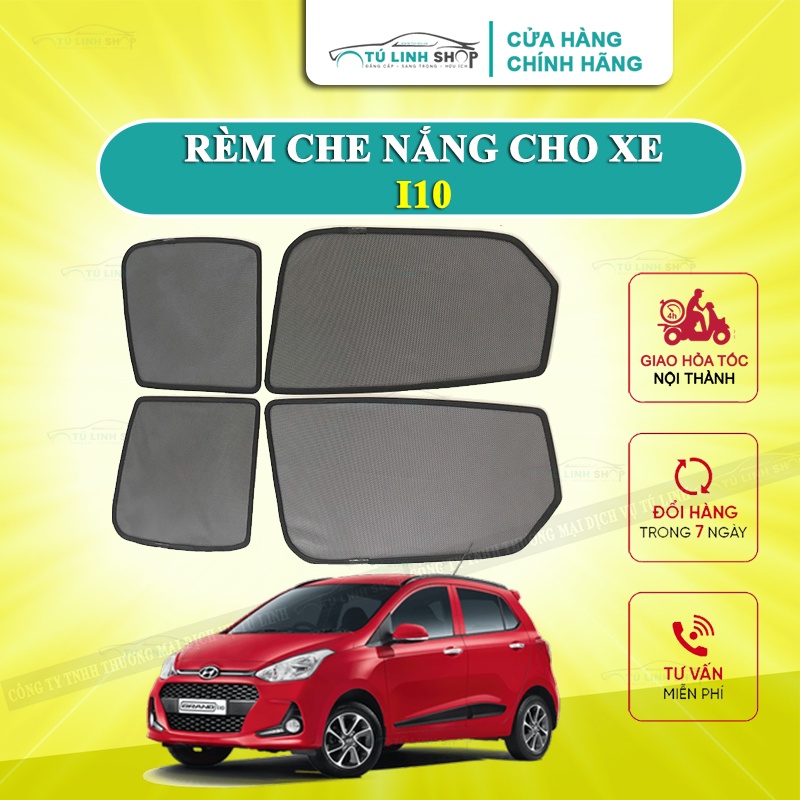 Rèm che nắng nam châm cho xe Hyundai i10, bộ 4 tấm cho 4 cửa, hàng loại 1 cao cấp nhất, vừa khít kính