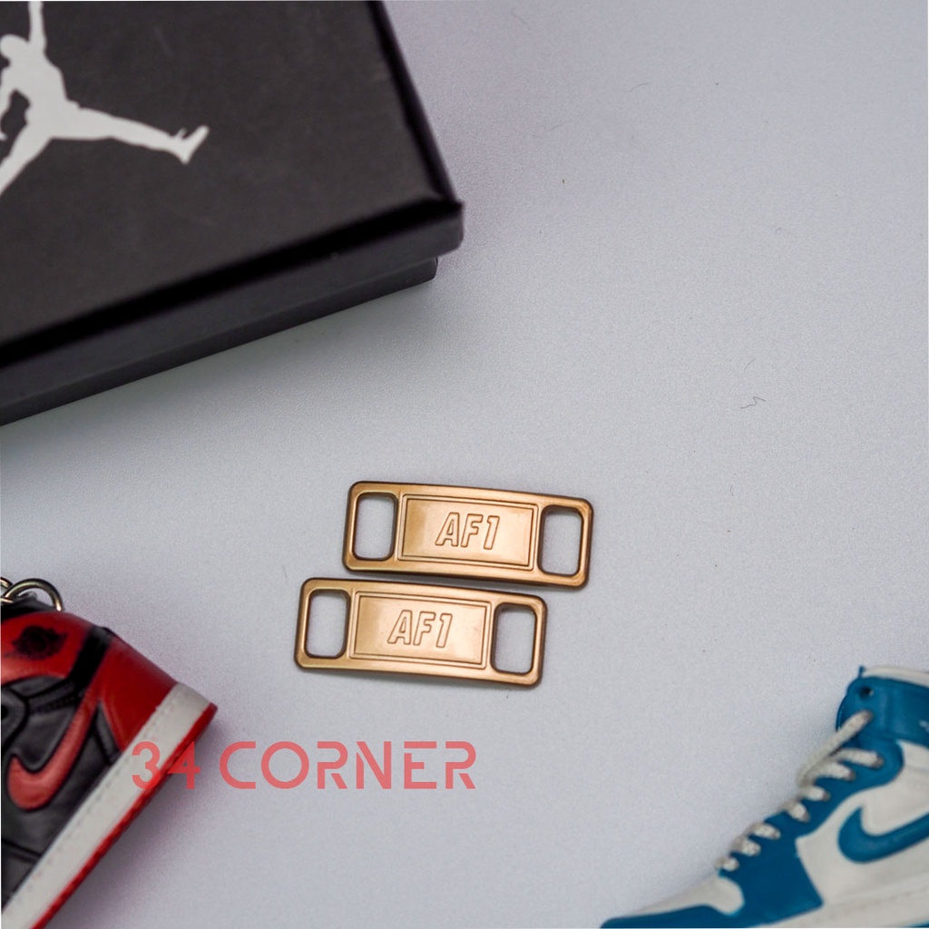 Phụ Kiện Giày Af1 Custom, Lacetags AF1 Sneaker Kim Loại Cao Cấp 34 Corner