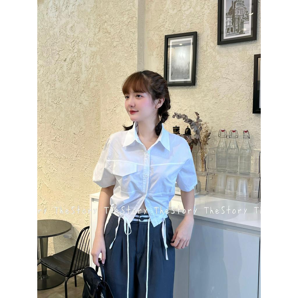 Áo sơ mi tay ngắn rút dây  A3125