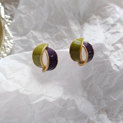 Khuyên Tai Hàn Quốc Nhật Bản 2022 Mặt Hình Cầu Màu Sắc Tương Phản Sáng Tạo