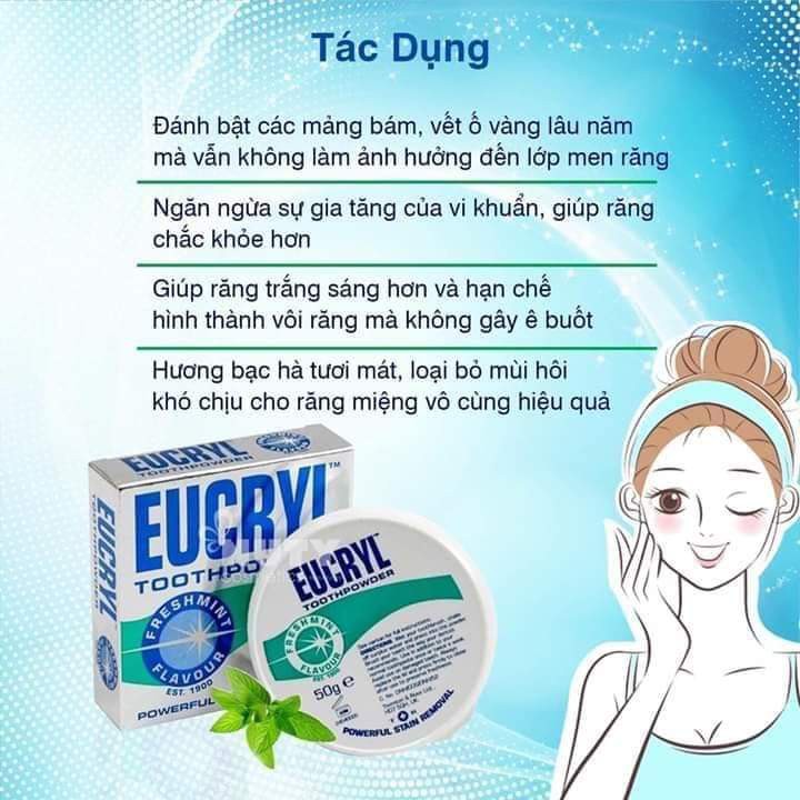 Bột đánh trắng răng Eucryl Toothpowder 50g