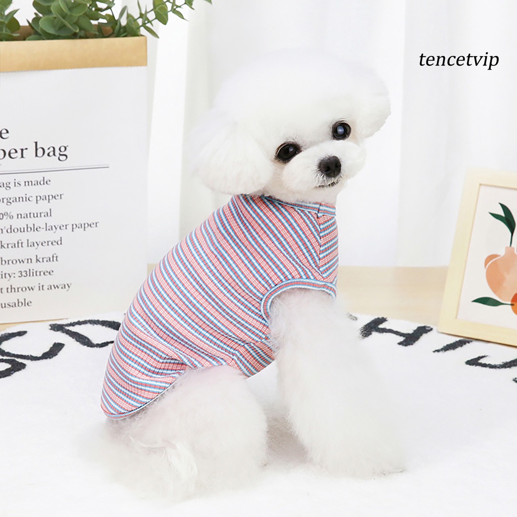 Áo Cotton Cổ Tròn Họa Tiết Sọc Nhiều Màu Sắc Dành Cho Thú Cưng