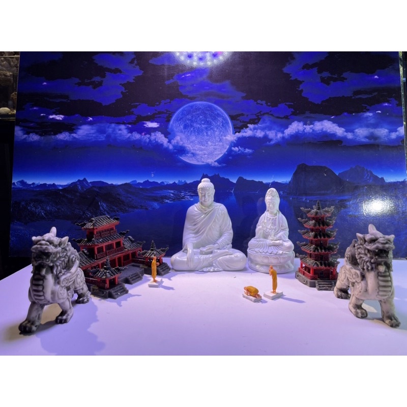 Tranh 3D hồ cá thuỷ sinh, bán cạn - Chủ đề Ánh Trăng