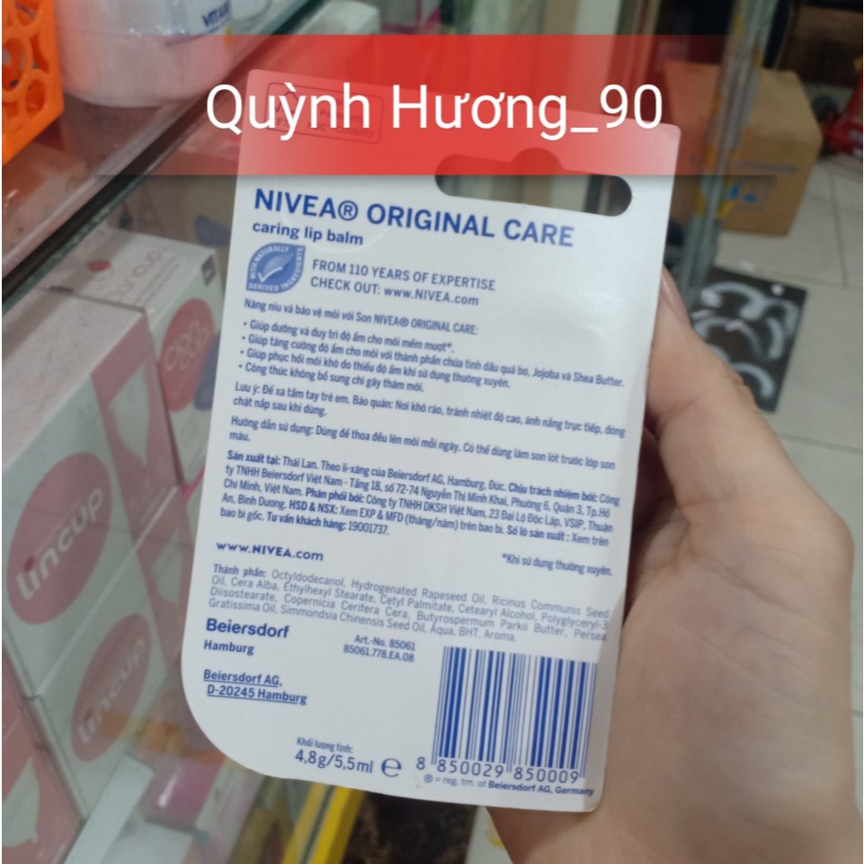 Son dưỡng môi NIVEA ORIGINAL CARE không màu