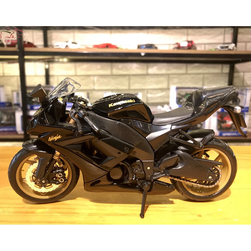 Mô hình xe mô tô siêu xe Kawasaki Ninja ZX tỉ lệ 1:12 màu đen