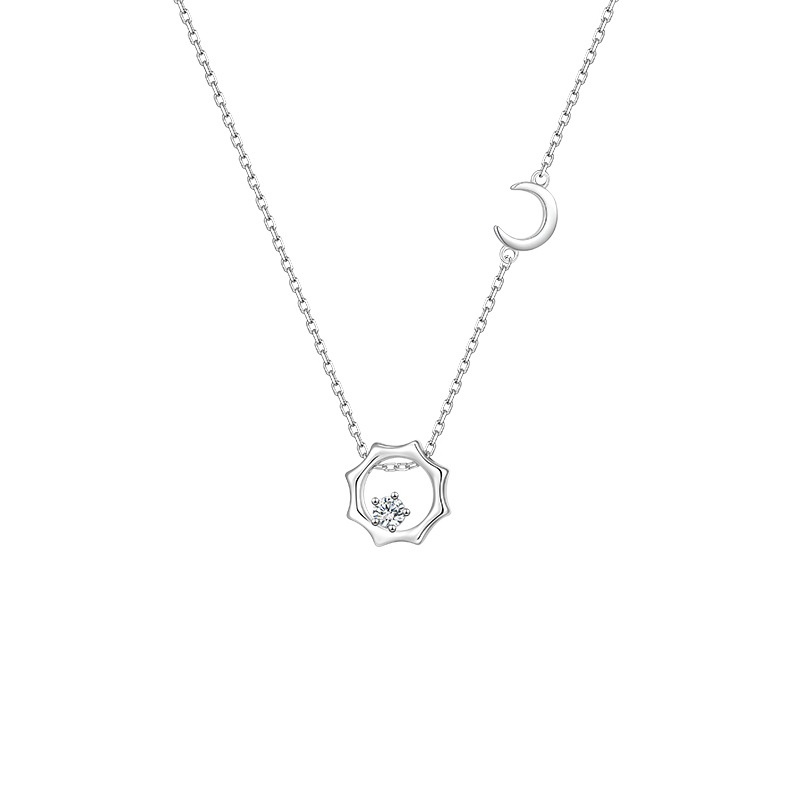 Kim cương sáng bóng Mặt trời Mặt trăng Mặt dây chuyền Vòng cổ Phong cách Hàn Quốc Vòng cổ cho nữ