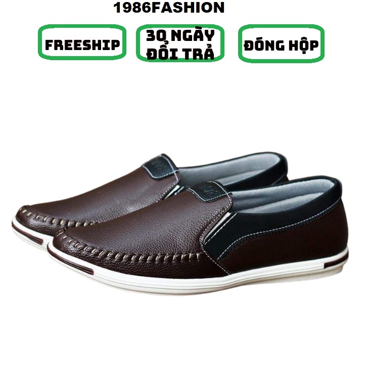 Giày lười nam da mềm 2 màu nâu và đen (L22)
