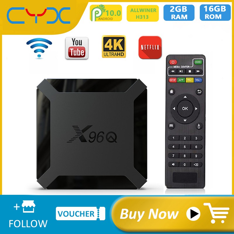 Đầu Tv Box Android 10 Tv Box X96Q Rockchip H313 4k Hdr Media Player 2gb 16gb Wifi 1080p Tiện Dụng