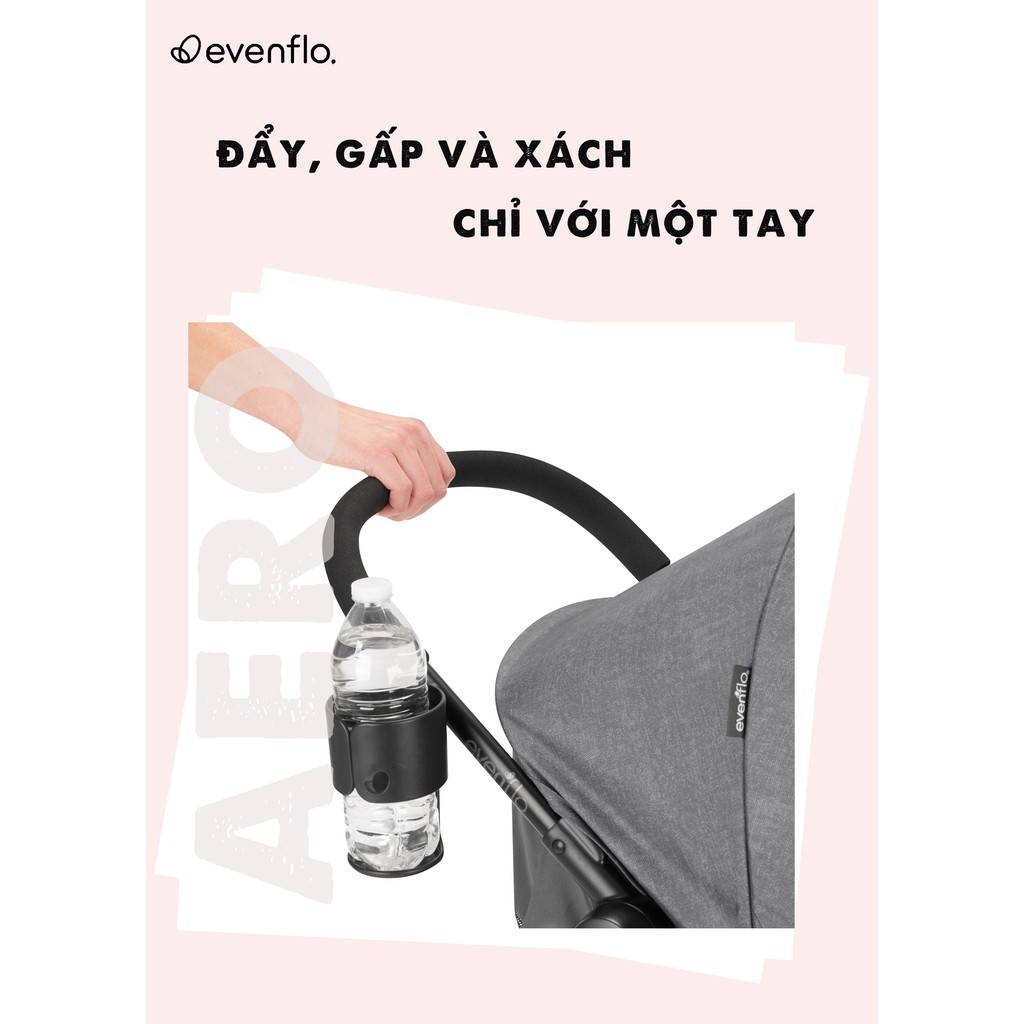 Xe đẩy du lịch Evenflo Aero siêu nhẹ bé dùng sơ sinh tới 6 tuổi