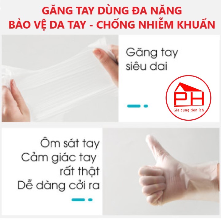 Hộp 100 Găng tay cao su VictoriaBay làm bếp vệ sinh siêu dai chất liệu TPE không mùi (SIZE : L-M-S) - Gia dụng Phước Hòa