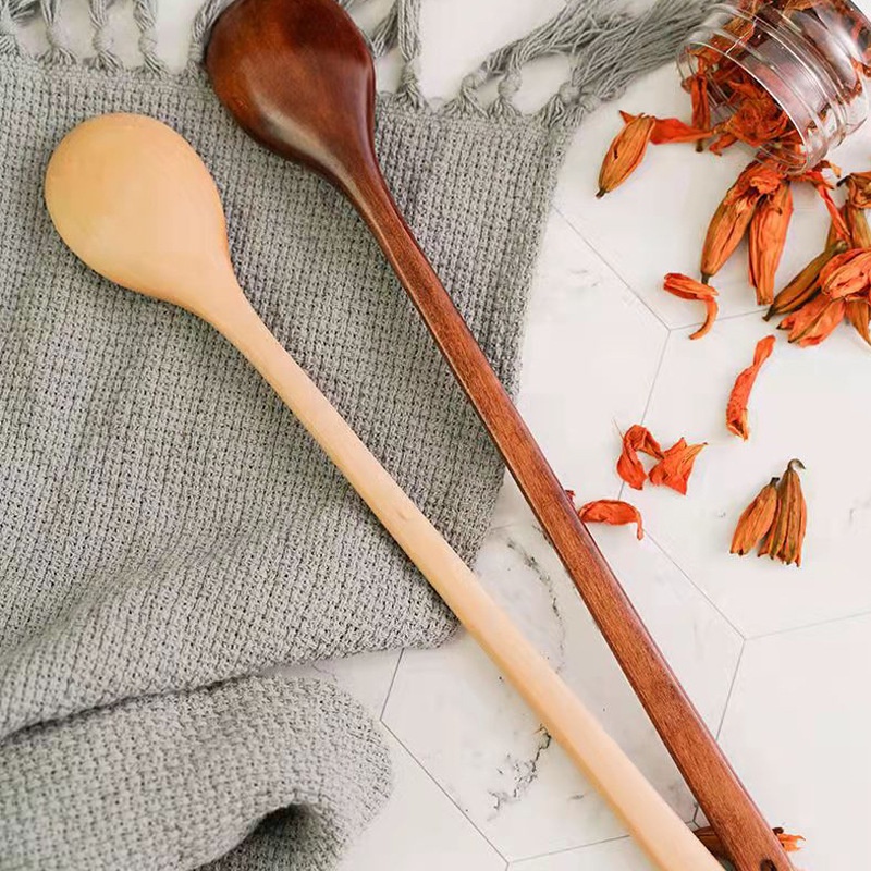 Muỗng Gỗ Cán Dài 33cm Phong Cách Nhật Bản