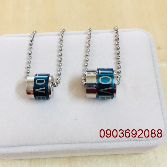 Mặt dây chuyền cặp inox đính đá Only Love