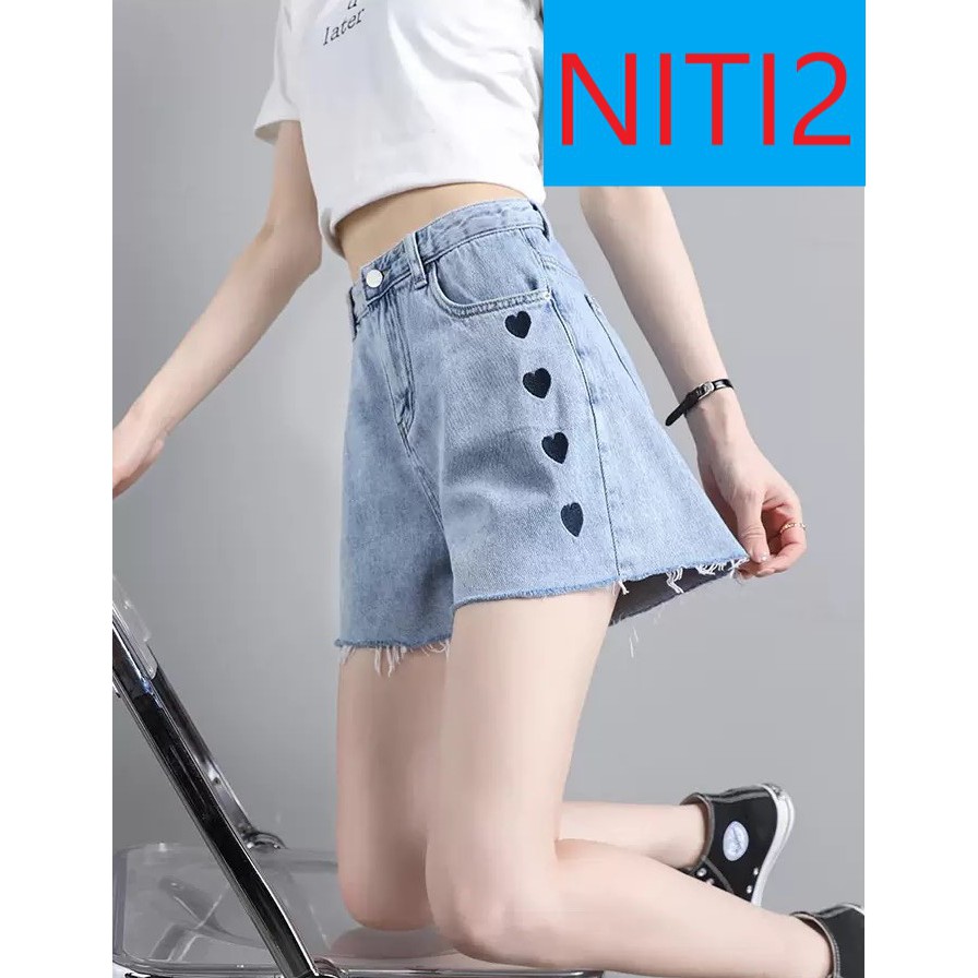 [ TUYÊN THỆ  FREESHIP ] QUẦN JEAN NGỐ LỬNG NỮ THÊU TRÁI TIM HÔNG MÀU XANH LAI TUA CAO CẤP NITIQC HOT HIT