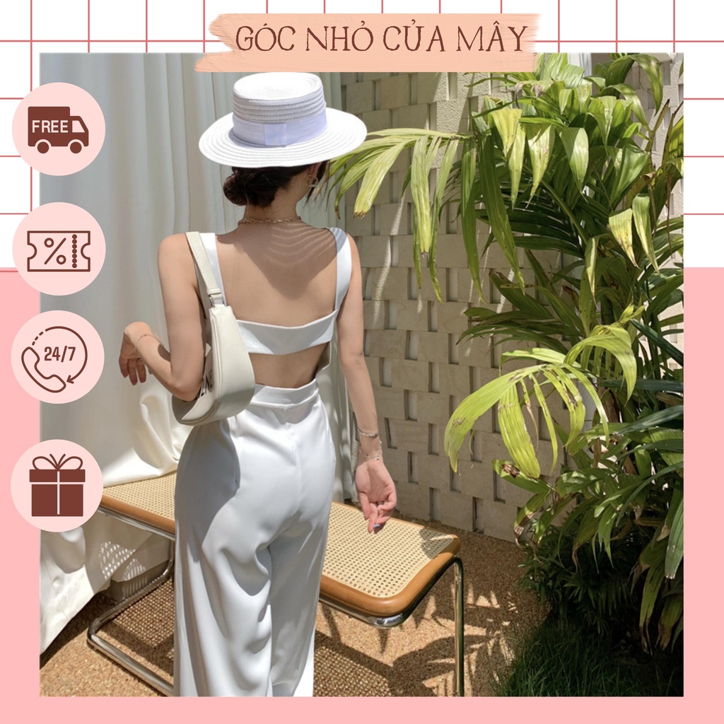 Set jumpsuit 2 dây suông hở lưng và áo vest ngắn phong cách trẻ trung - GNCM