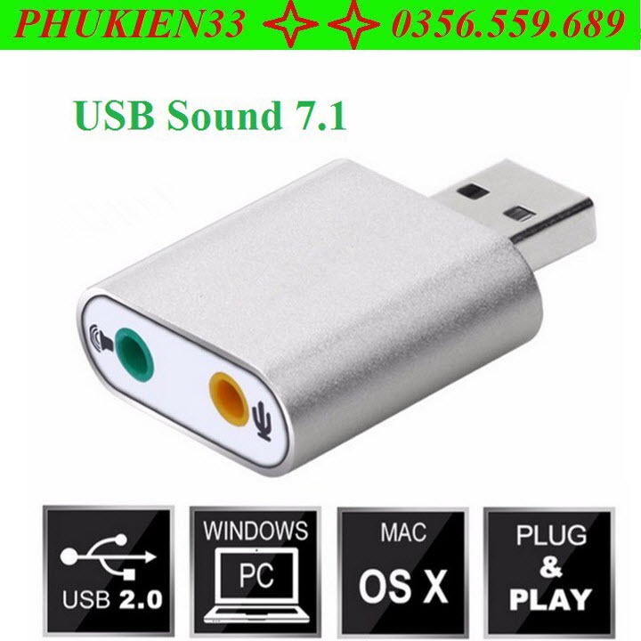 Đầu USB Sound Card 7.1 vỏ nhôm cao cấp âm thanh 3D