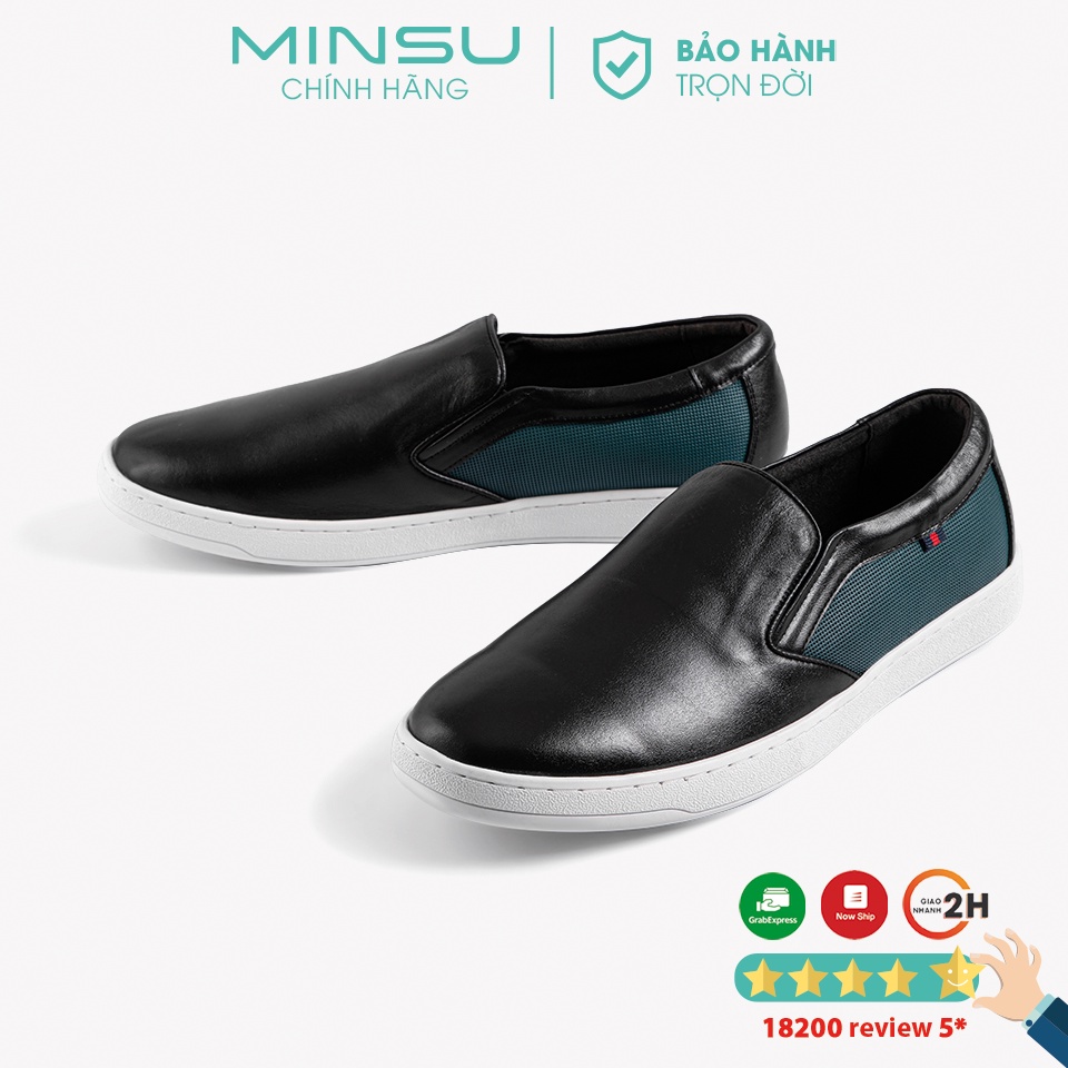 Giày Lười Da Bò Nguyên Tấm Nhập Khẩu Italy Cao Cấp Minsu M8001 Kiểu Dáng Slipon Hàn Quốc Lịch Lãm Nam Tính