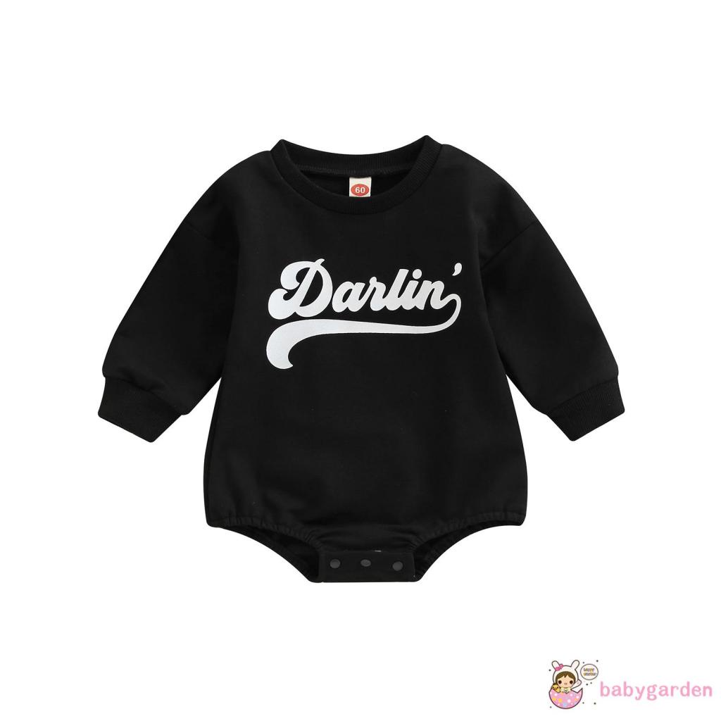 Áo Liền Quần Dài Tay In Chữ Cho Bé Gái 0-18 Tháng Tuổi