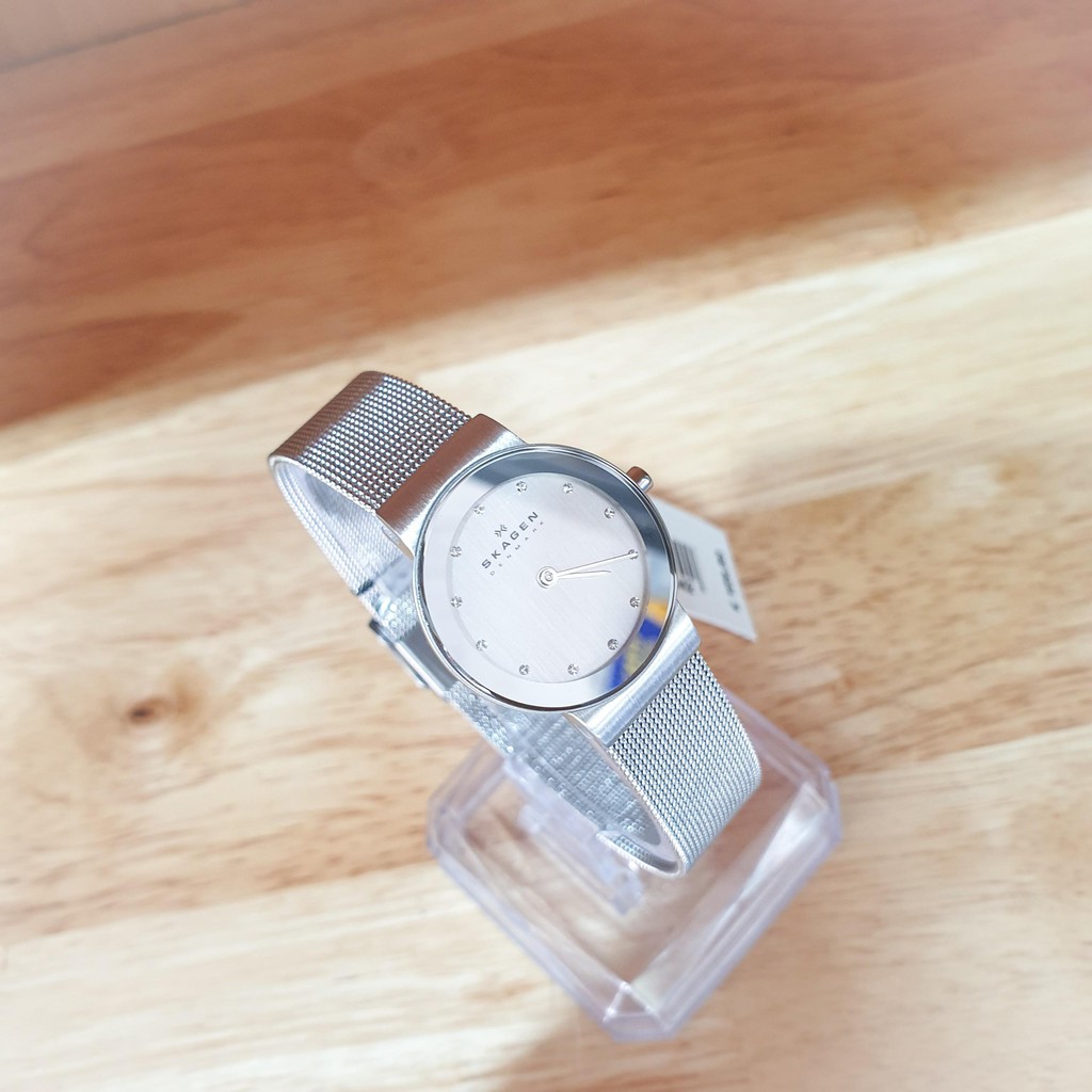 Đồng hồ Skagen Nữ 358SSSD mặt bạc dây bạch kim