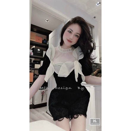 Áo phối ngực đính hoa