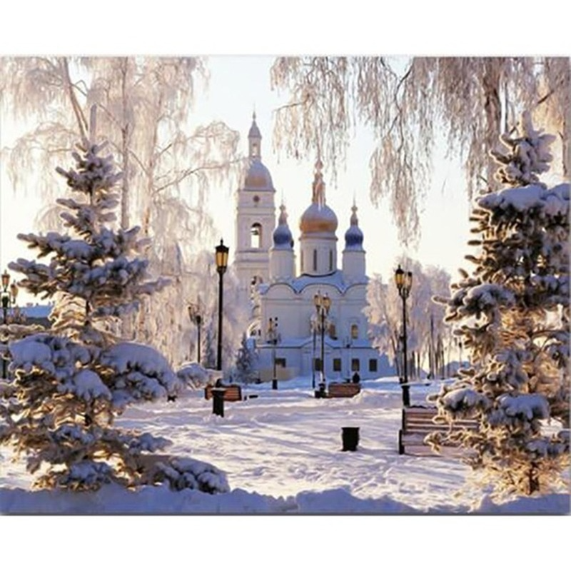 Set dụng cụ làm tranh đính đá 5d họa tiết phong cảnh độc đáo kích thước 30x40cm diy dùng trang trí nhà cửa