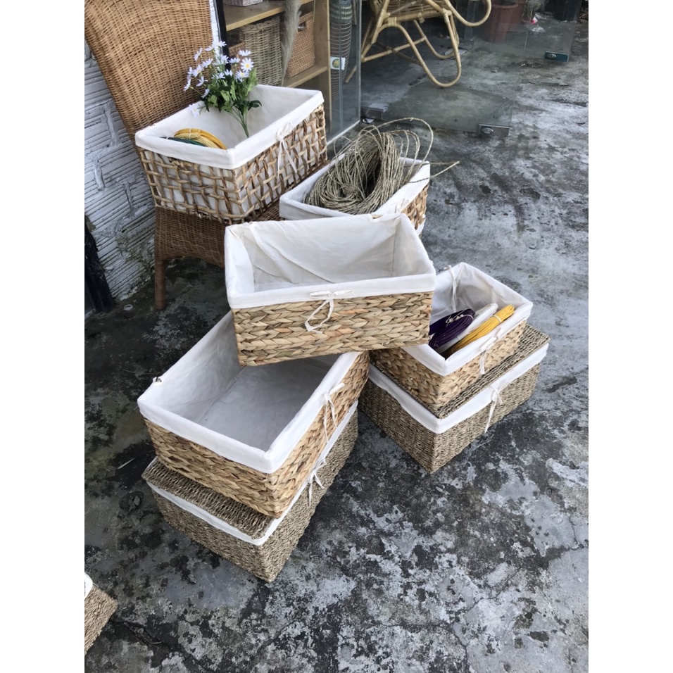 * Giá xưởng * Hộp lục bình có lót vải tiện lợi xinh xắn S: 33*22*15 M: 40*25*18 cm L: 44*30*20 *Hàng xuất khẩu*