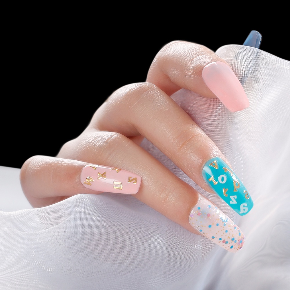 [Mới] 1 Tấm Sticker Dán Móng / Trang Trí Móng Tay Hình Chữ Cái Tiếng Anh / Bột Óng Ánh
