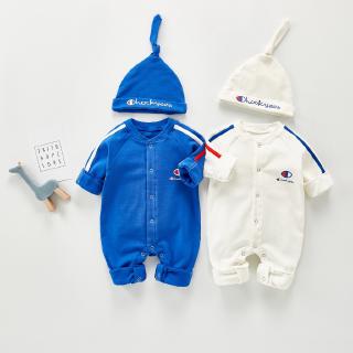 Bộ áo liền quần tay dài + mũ thời trang mùa thu cho em bé