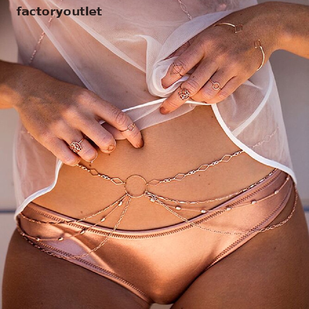 Factoryoutlet Women Belly Body Chains Bohemian Multilayers Gold Color Waist Chain Body Jewelry QWD