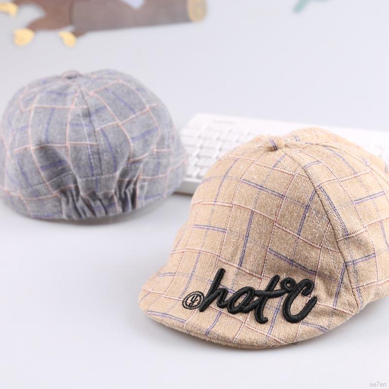 Mũ Nồi Hoạ Tiết Sọc Ca Rô Phong Cách Retro Cho Bé 2-5 Tuổi