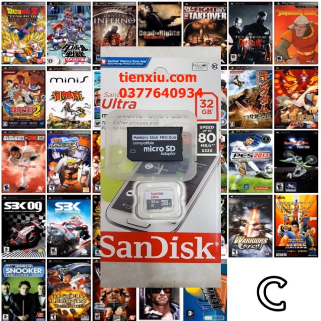 Thẻ 32 full trò cho máy psp1000 psp2000 psp3000 pspeslim