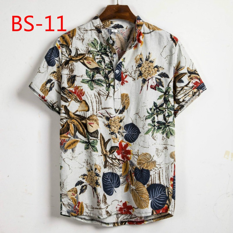 African Ethnic Style Dark Flower Stand Collar Short Sleeve Shirt03 | BigBuy360 - bigbuy360.vn