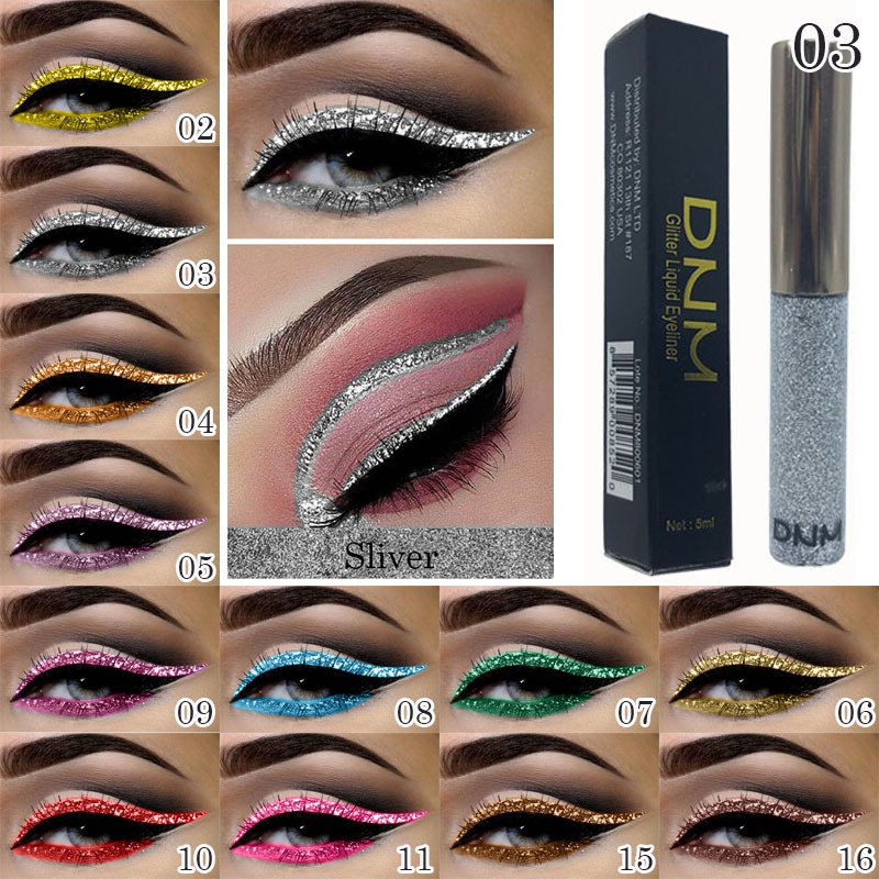Phấn Mắt Dạng Lỏng 16 Màu Ánh Kim Lấp Lánh Không Thấm Nước Lâu Trôi