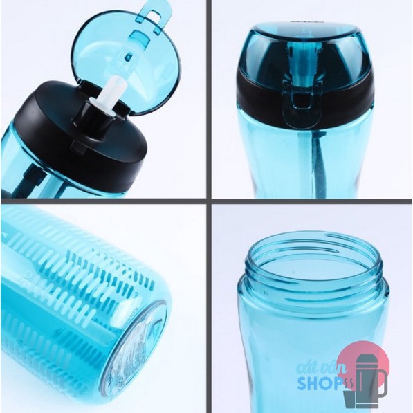 Bình nước nhựa Trian có ống hút 550ml Lock&Lock ABF628