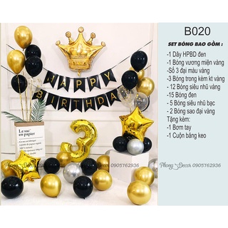 Set bóng trang trí tông vàng