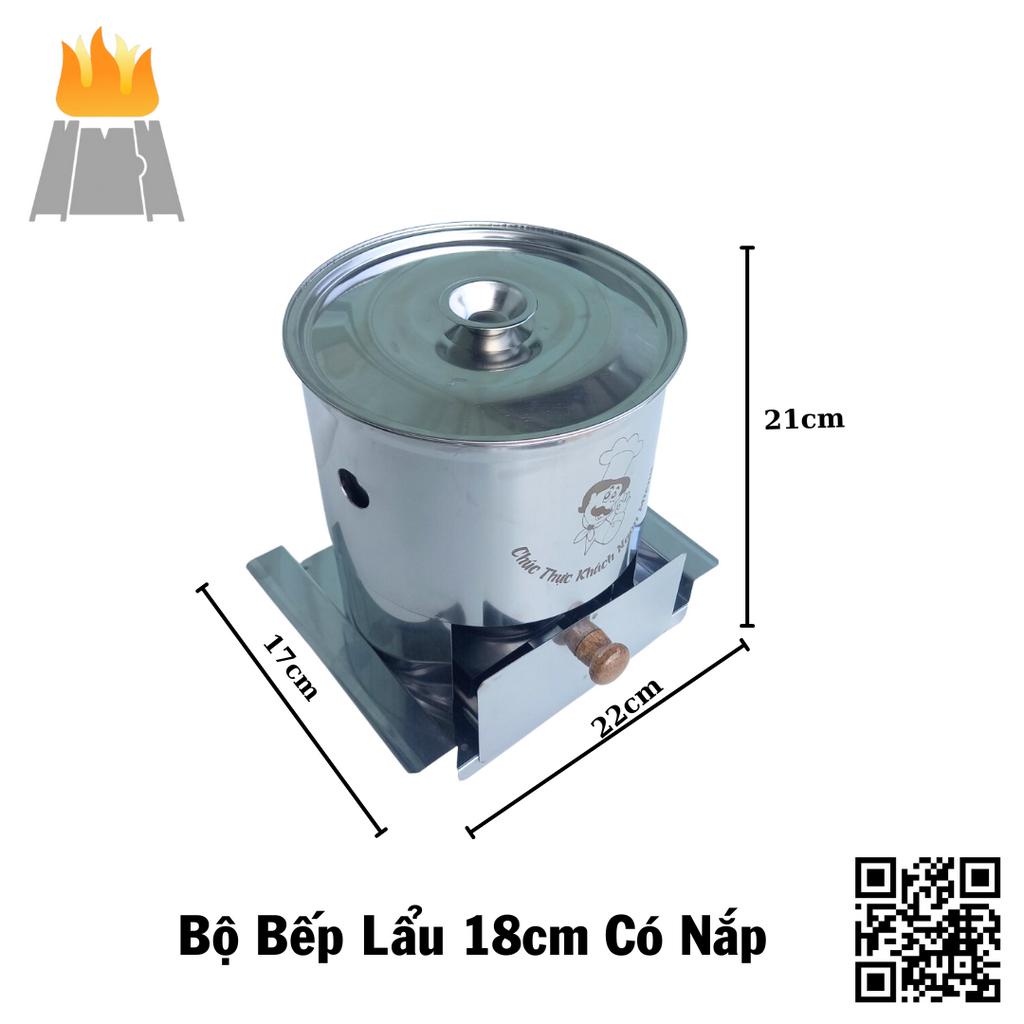 Bộ bếp cồn kèm nồi lẩu inox Hương Giang - An toàn, tiện lợi, tiết kiệm. Có 2 size 18cm và 22cm - Có tặng kèm cồn thạch
