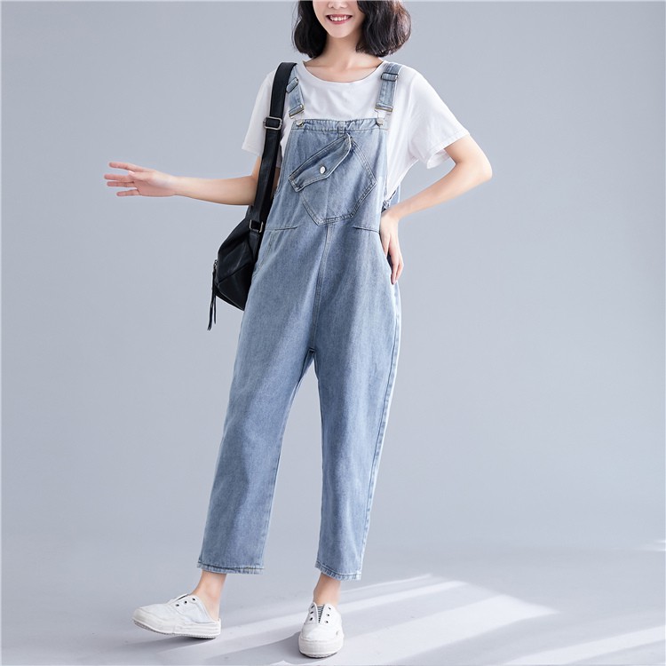 [ORDER] Quần yếm jean bigsize xanh phối túi ngực cá tính (fit đến 70kg) | BigBuy360 - bigbuy360.vn