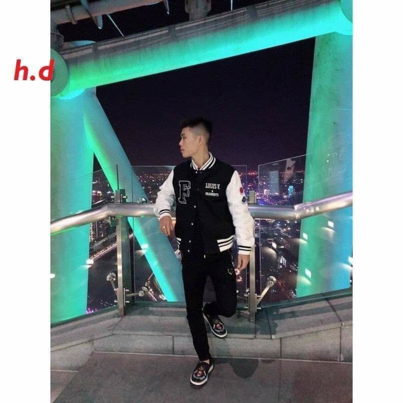 Áo Khoác Bomber Chữ F L cúc bấm nam nữJacket Unisex Chất nỉ vs gió Form &lt;55kgÁo Bóng Chày Phong cách Thể thao