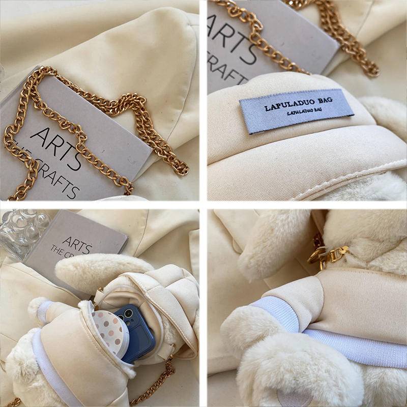 Túi Đeo Chéo Phủ Lông Hình Thỏ Dễ Thương Thời Trang Cho Nữ