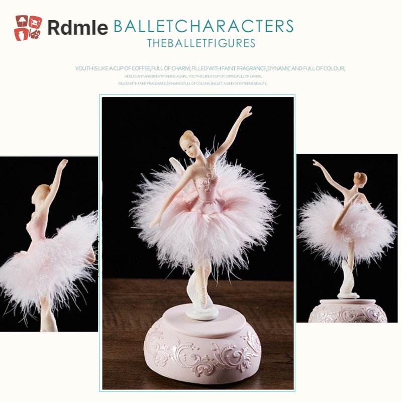 Hộp Nhạc Vũ Công Ba Lê Phối Lông Vũ Xinh Xắn