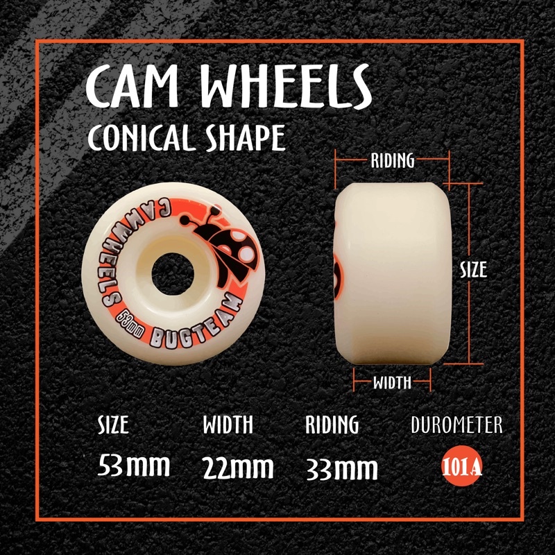 BÁNH XE VÁN TRƯỢT ( CAMWHEELS )  - KÍCH THƯỚC -  53MM , ĐỘ CỨNG TIÊU CHUẨN 101A