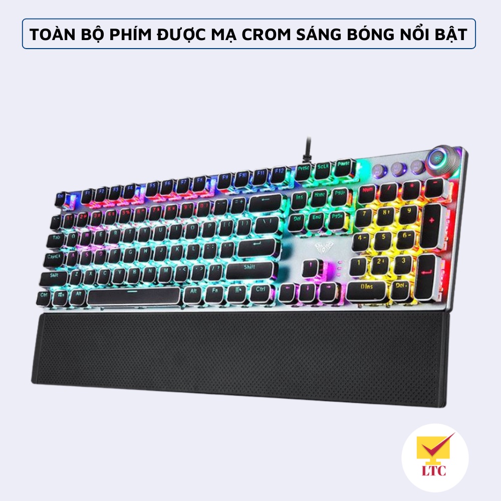 Bàn phím cơ gaming FZ508 FULL LED RGB với hơn 20 chế độ led, keyboard blue switch tặng kèm kê tay cho máy tính laptop pc