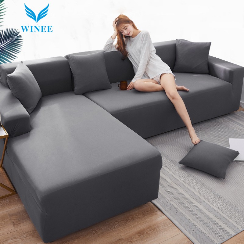 Bọc ghế sofa màu trơn vải thun mềm mại co giãn size 1 chỗ 2 chỗ 3 chỗ 4 chỗ sofa chữ L