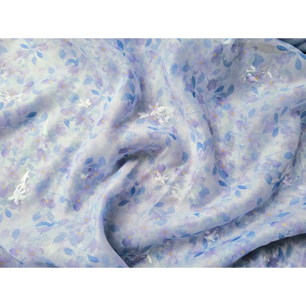 Vải tơ ovanza thêu hoa nhí